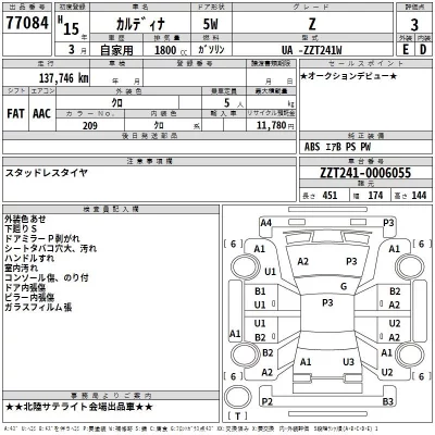 Toyota CALDINA  с аукциона в Японии