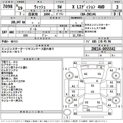 Toyota WISH  с аукциона в Японии