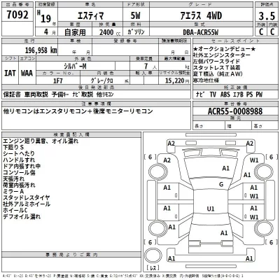 Toyota ESTIMA  с аукциона в Японии