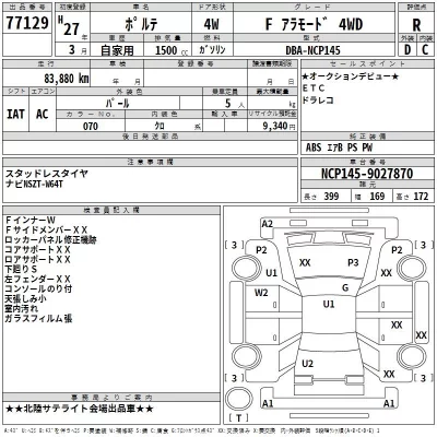 Toyota PORTE  с аукциона в Японии