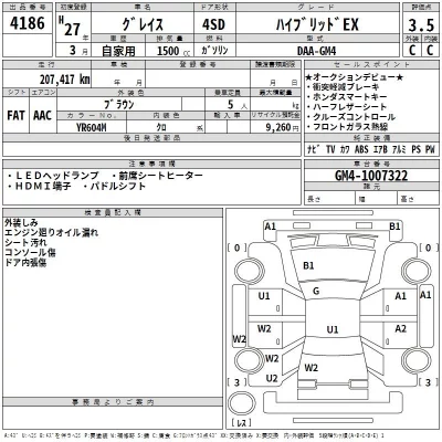 Honda GRACE  с аукциона в Японии