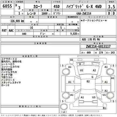 Toyota COROLLA  с аукциона в Японии