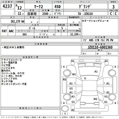 Toyota MARK II  с аукциона в Японии