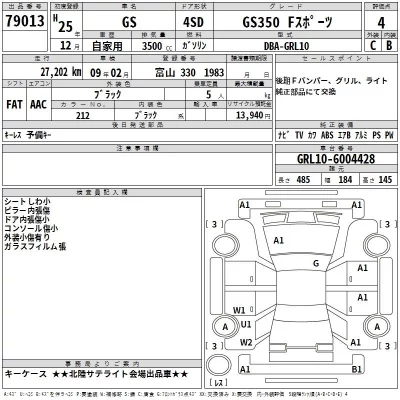 Lexus GS  с аукциона в Японии