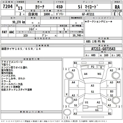 Toyota CARINA  с аукциона в Японии