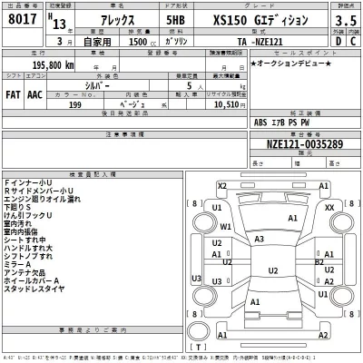 Toyota ALLEX  с аукциона в Японии
