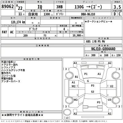 Toyota IQ  с аукциона в Японии