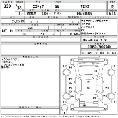 Toyota ESTIMA  с аукциона в Японии