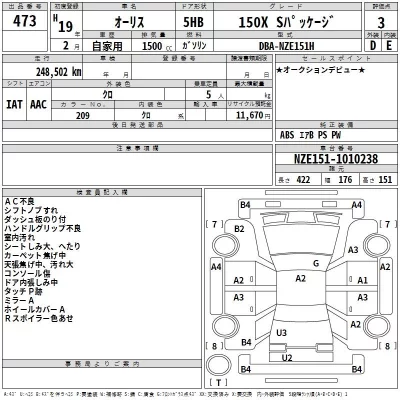 Toyota AURIS  с аукциона в Японии