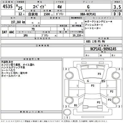 Toyota SPADE  с аукциона в Японии
