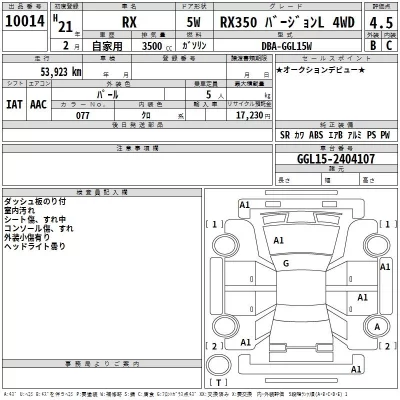 Lexus RX  с аукциона в Японии