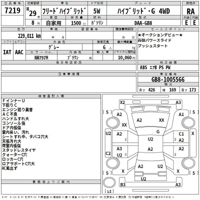 Honda FREED  с аукциона в Японии