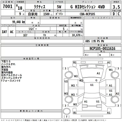 Toyota RACTIS  с аукциона в Японии