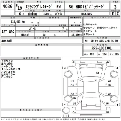 Honda ELYSION  с аукциона в Японии