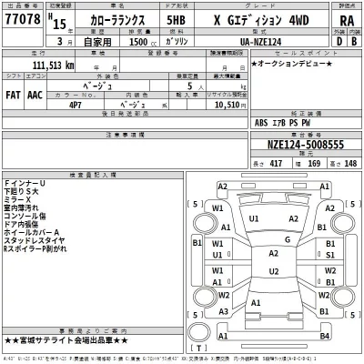Toyota COROLLA RUNX  с аукциона в Японии