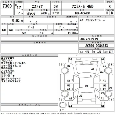 Toyota ESTIMA  с аукциона в Японии