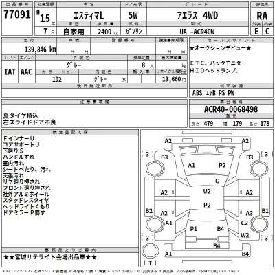 Toyota ESTIMA  с аукциона в Японии
