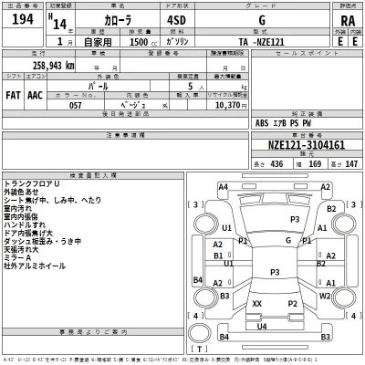 Toyota COROLLA  с аукциона в Японии