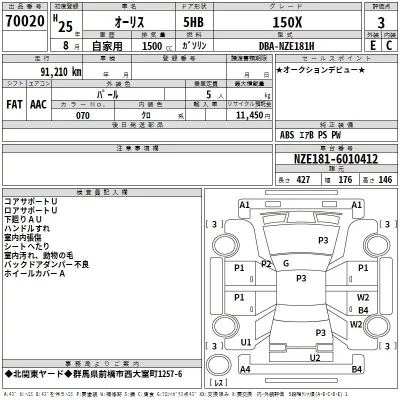 Toyota AURIS  с аукциона в Японии