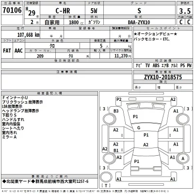 Toyota C-HR  с аукциона в Японии
