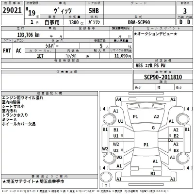 Toyota VITZ  с аукциона в Японии