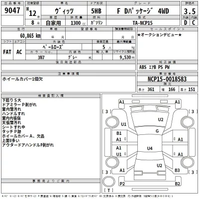 Toyota VITZ  с аукциона в Японии