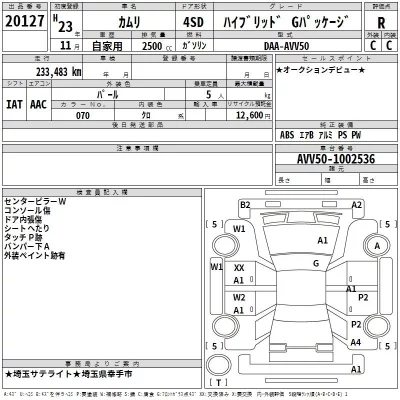 Toyota CAMRY  с аукциона в Японии