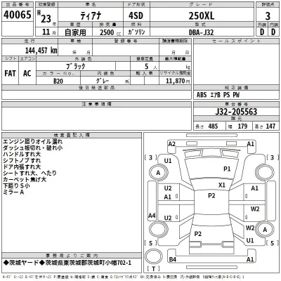 Nissan TEANA  с аукциона в Японии