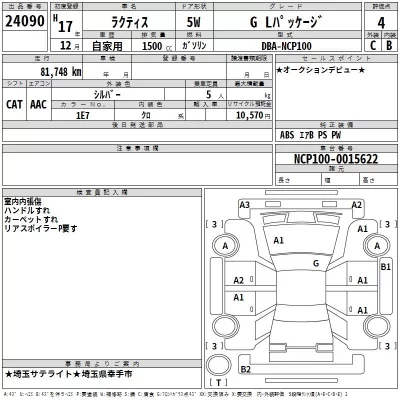 Toyota RACTIS  с аукциона в Японии