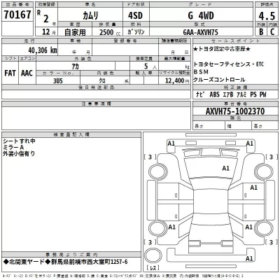 Toyota CAMRY  с аукциона в Японии