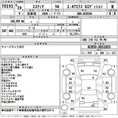 Toyota ESTIMA  с аукциона в Японии