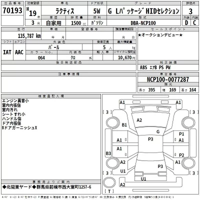 Toyota RACTIS  с аукциона в Японии