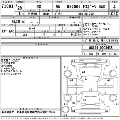 Lexus RX  с аукциона в Японии
