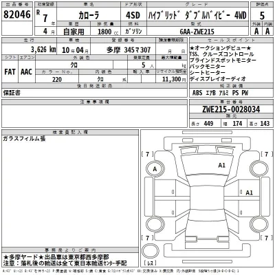 Toyota COROLLA  с аукциона в Японии