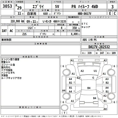 Suzuki EVERY  с аукциона в Японии