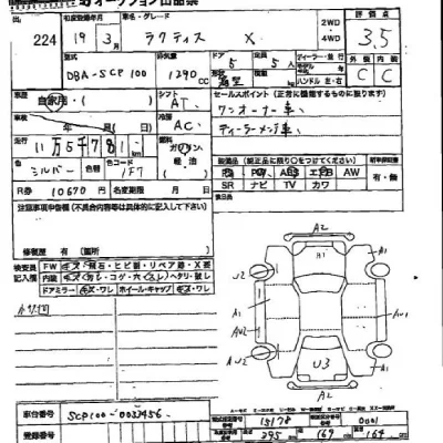 Toyota RACTIS  с аукциона в Японии