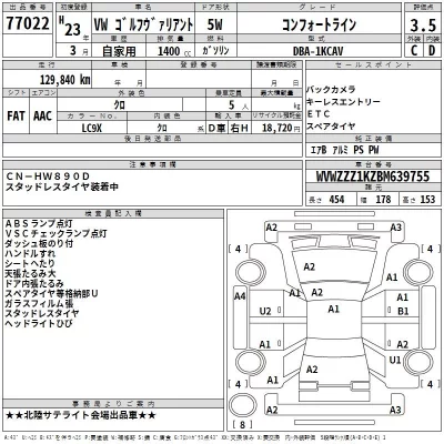 Volkswagen GOLF VARIANT  с аукциона в Японии