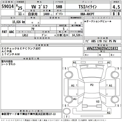 Volkswagen Golf  с аукциона в Японии