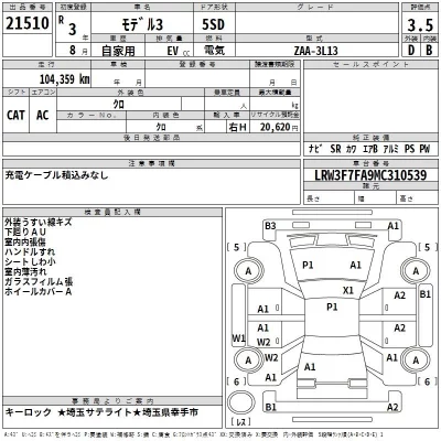 Tesla MODEL3  с аукциона в Японии