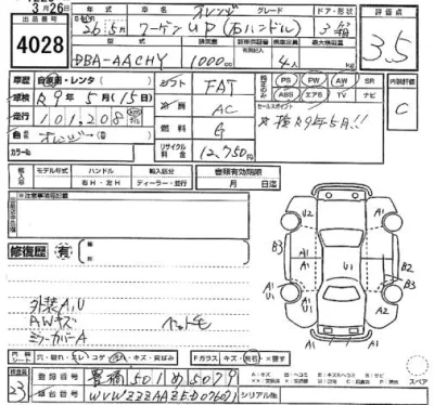 Volkswagen UP  с аукциона в Японии