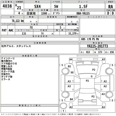 Suzuki SX-4  с аукциона в Японии