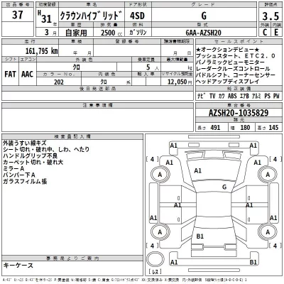 Toyota CROWN  с аукциона в Японии