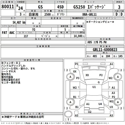 Lexus GS  с аукциона в Японии
