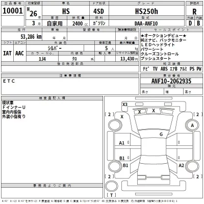 Lexus HS  с аукциона в Японии