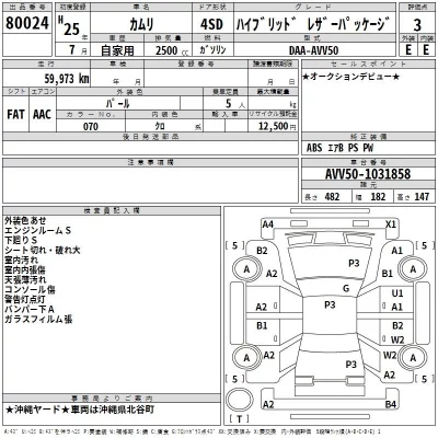 Toyota CAMRY  с аукциона в Японии