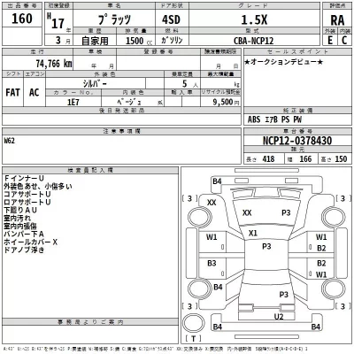 Toyota PLATZ  с аукциона в Японии