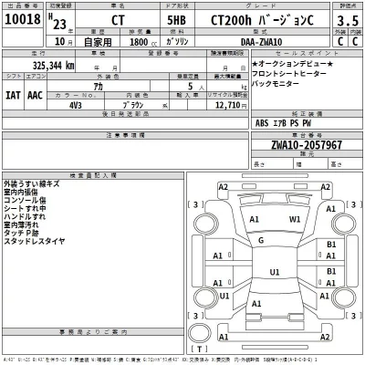 Lexus CT  с аукциона в Японии