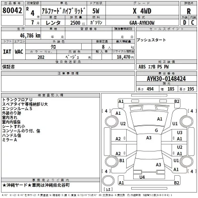 Toyota ALPHARD  с аукциона в Японии