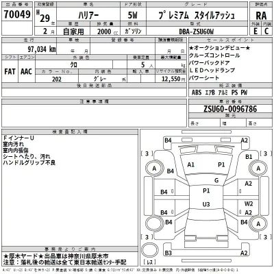Toyota HARRIER  с аукциона в Японии