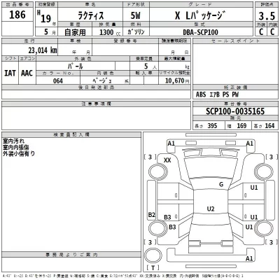 Toyota RACTIS  с аукциона в Японии